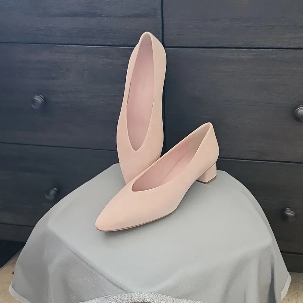 Everlane Pink Suede Almond Heel - Picture 1 of 5
